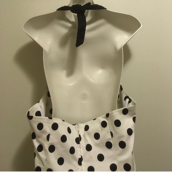 B/W Rock Steady Polka Dot Cherry Dollface Dress 4x - Picture 6 of 9